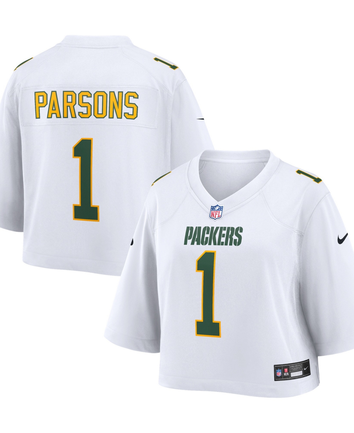 Nike Women's Micah Parsons White Green Bay Packers Cropped Fashion Game Jersey