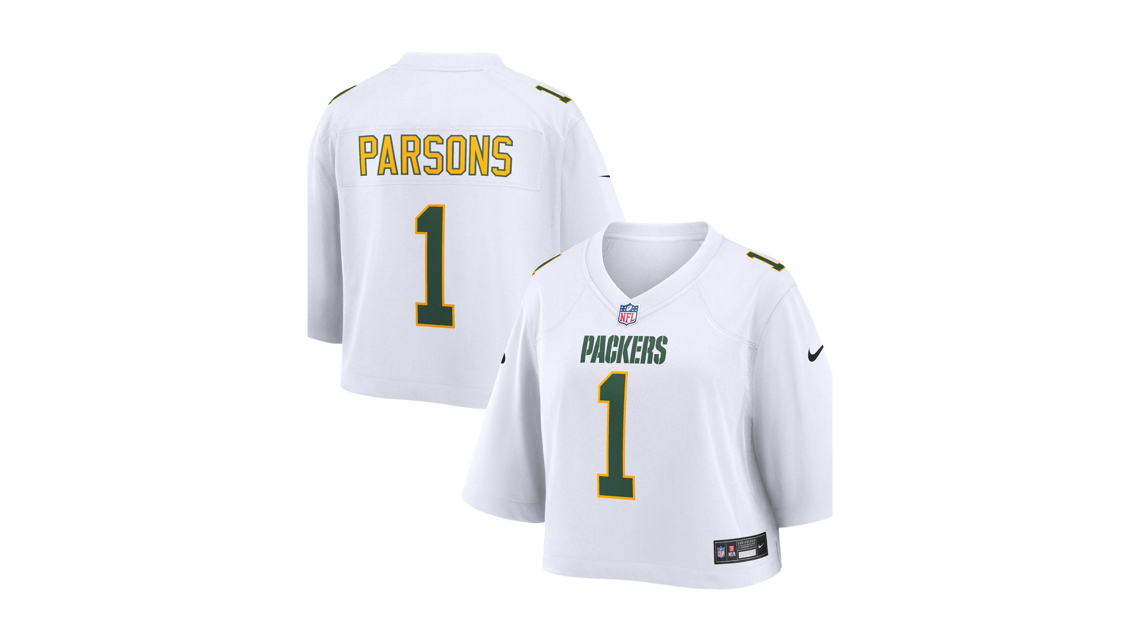 Nike Women's Micah Parsons White Green Bay Packers Cropped Fashion Game Jersey