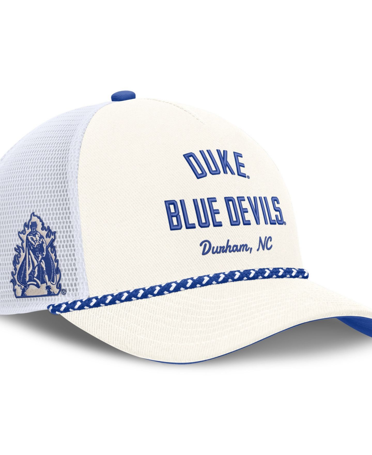 Кепка Nike White Duke Blue Devils Mascot Rope Trucker Adjustable Hat — фото 3