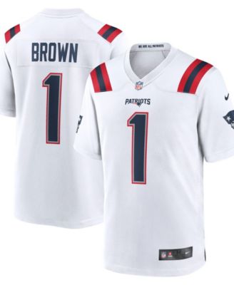 Men's A.J. Brown White New England Patriots Game Jersey