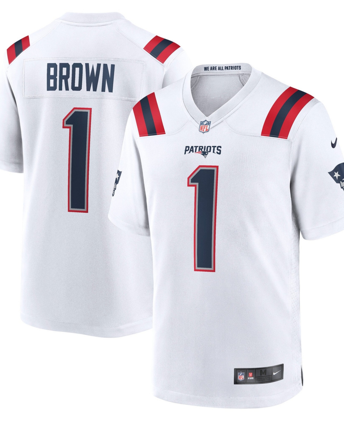 Nike Men's A.j. Brown White New England Patriots Game Jersey - White