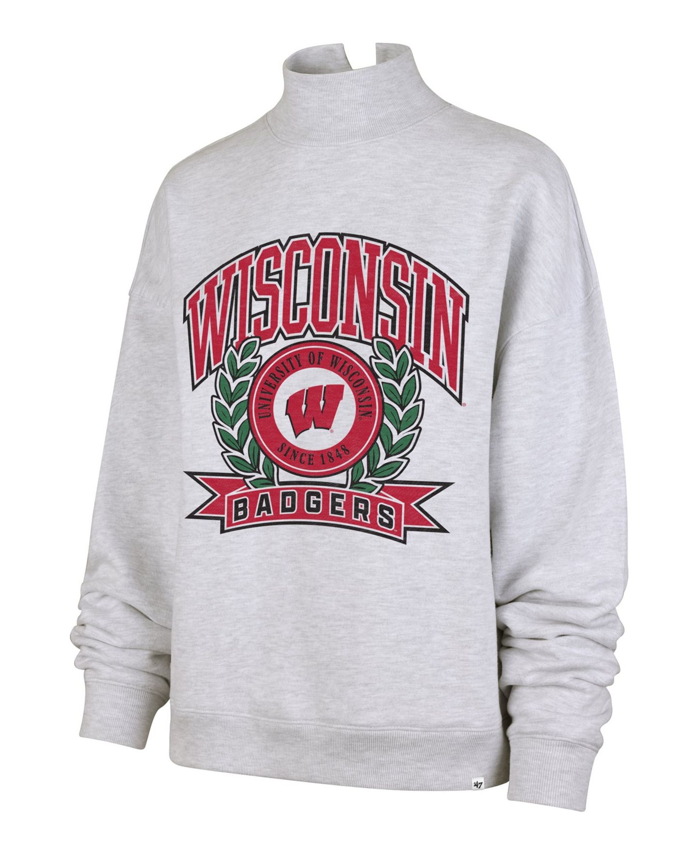 Женская толстовка '47 Brand Gray Wisconsin Badgers Laurel Arch Mock Neck — фото 3