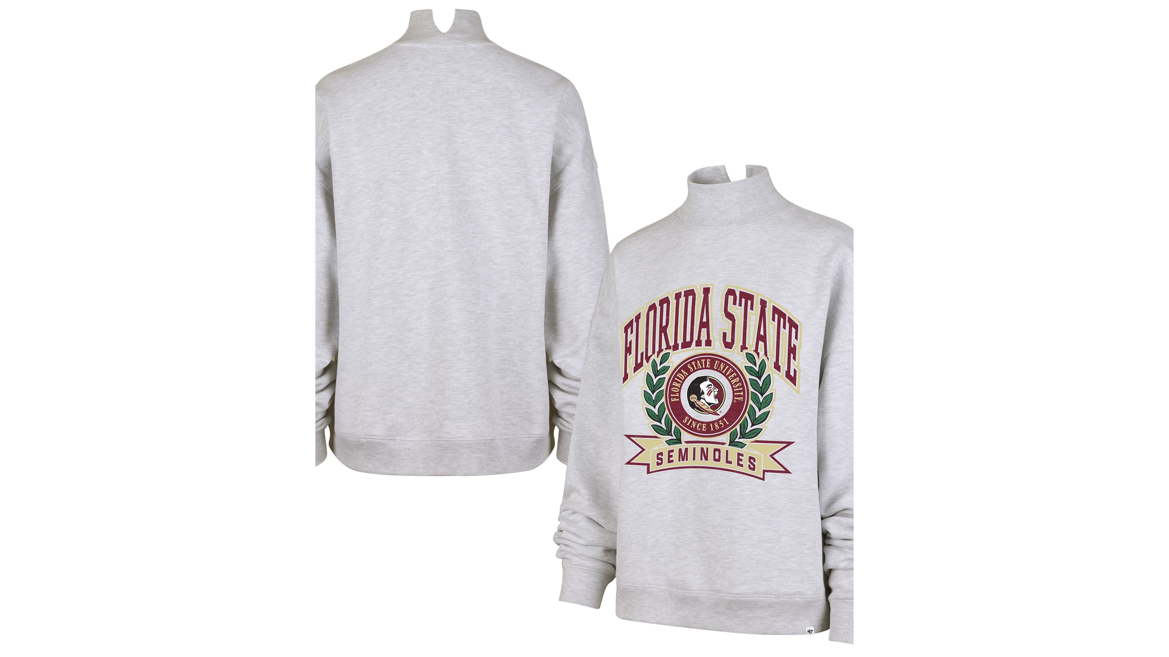 '47 Brand Women's Gray Florida State Seminoles Laurel Arch Mock Neck Sweatshirt