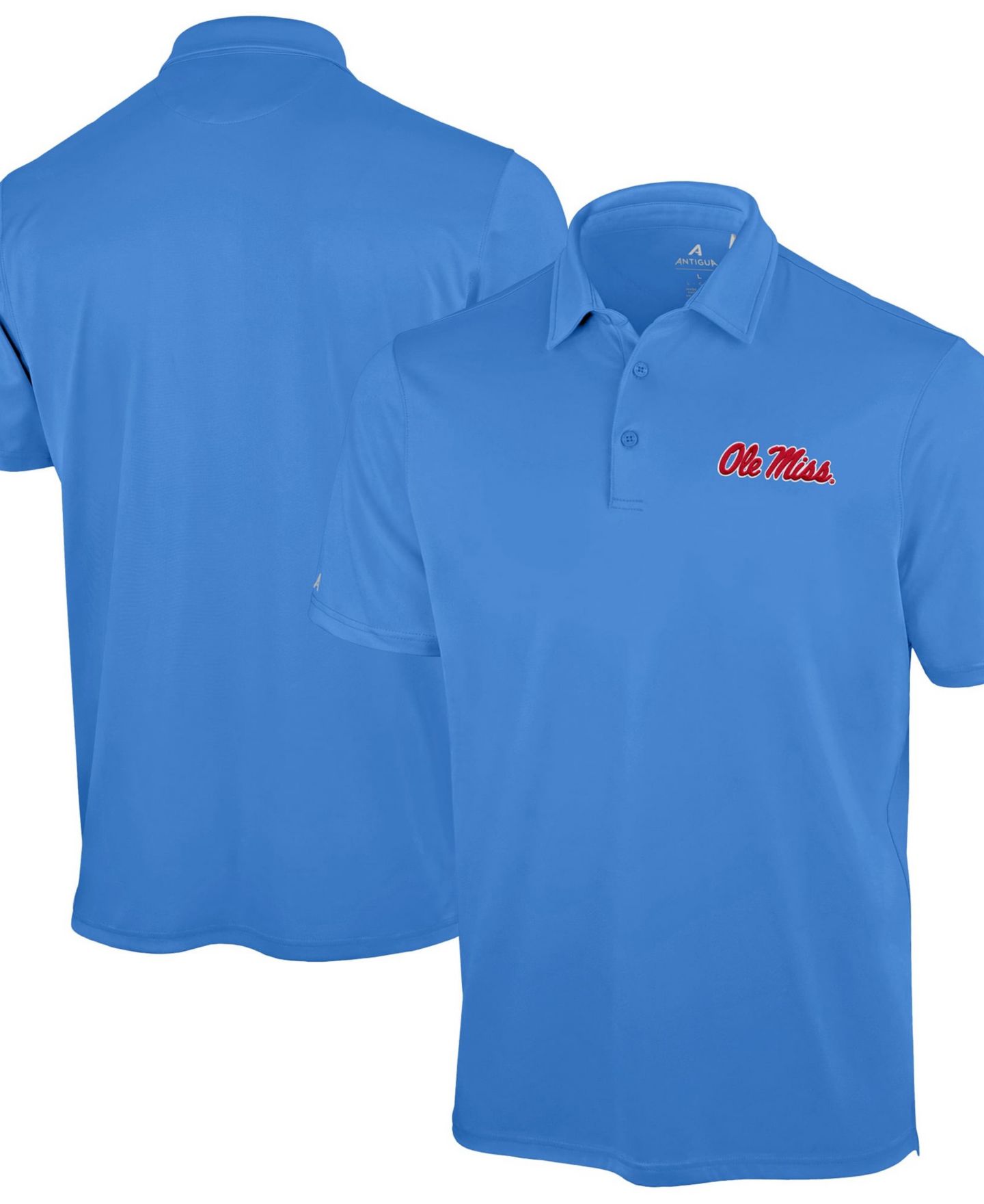 Мужское поло Antigua Powder Blue Ole Miss Rebels Unshakeable Solid Polo — фото 1