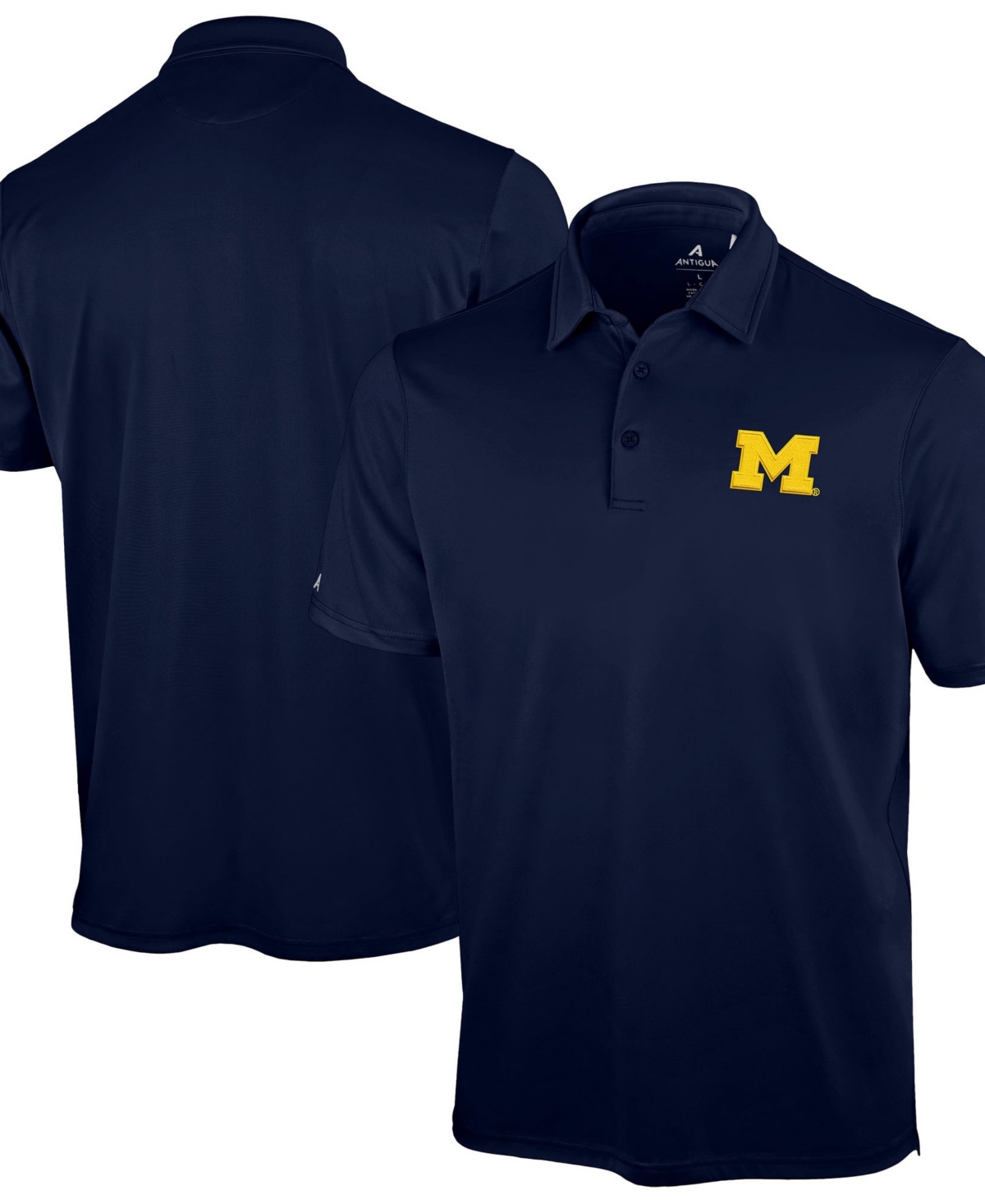 Antigua Men's Navy Michigan Wolverines Unshakeable Solid Polo Shirt