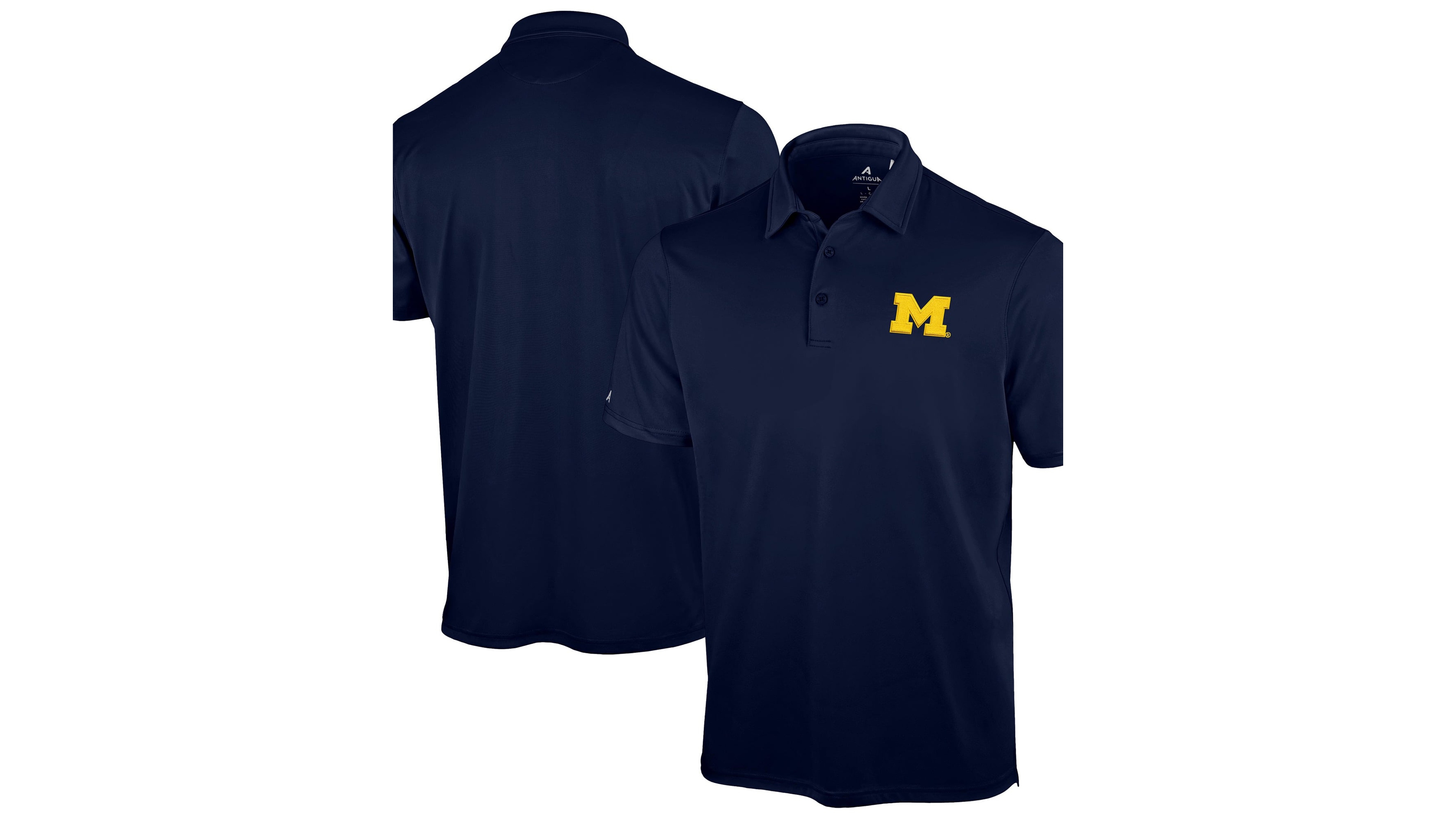Antigua Men's Navy Michigan Wolverines Unshakeable Solid Polo Shirt