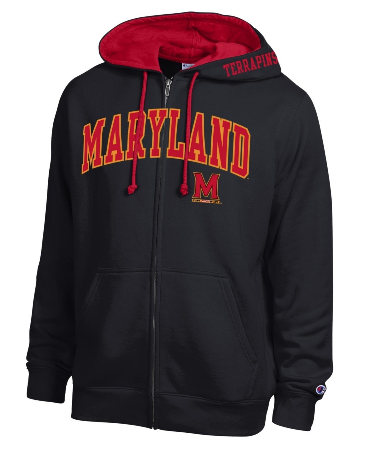 Champion Men's Black Maryland Terrapins Arch Logo Full-Zip Fleece Hoodie - Black