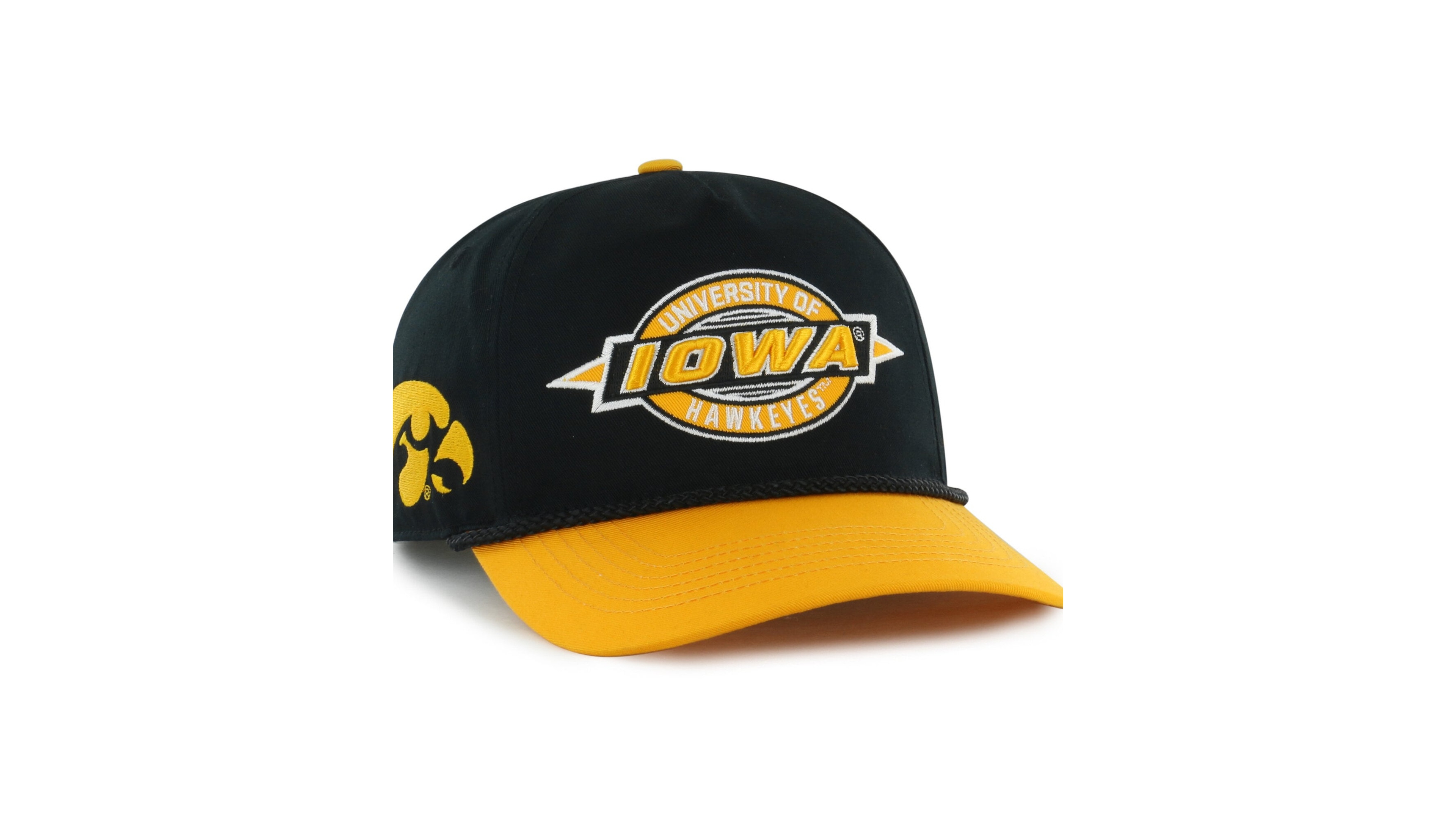 '47 Brand Big Boys' and Girls' Black Iowa Hawkeyes Frame Out Hitch Rope Adjustable Hat