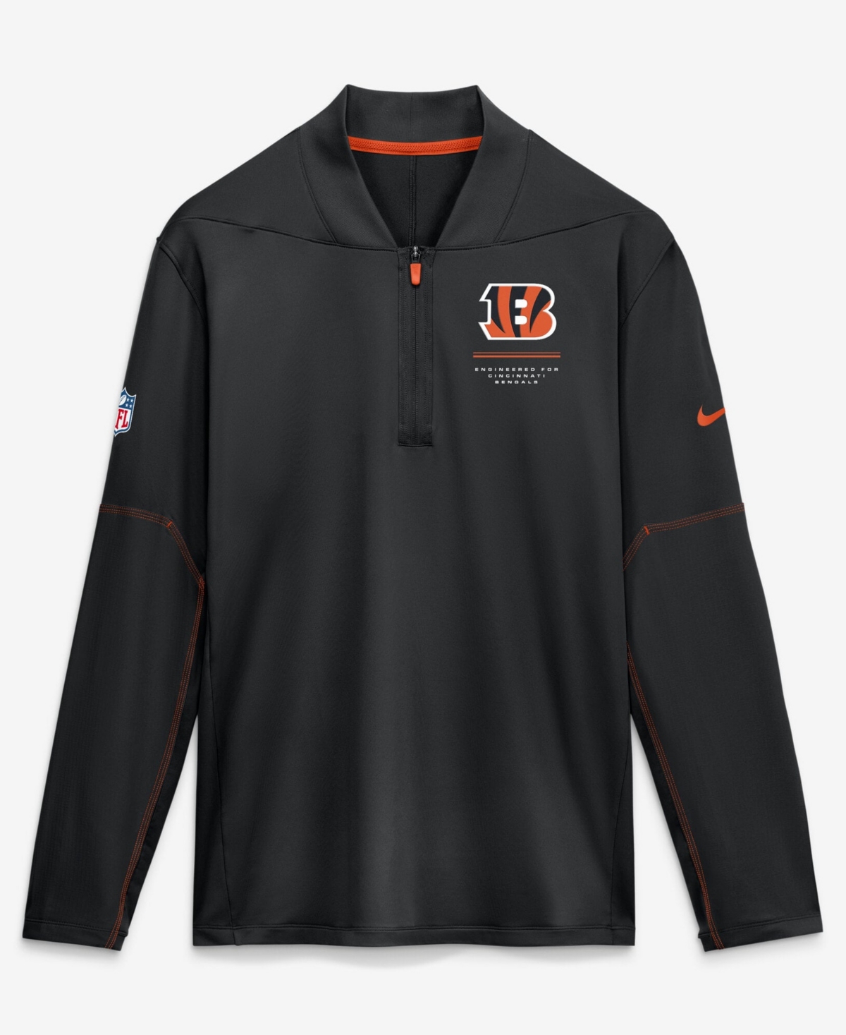 Nike Men's Black Cincinnati Bengals Sideline Logo Glory Midweight Dri-fit Half-Zip Pullover