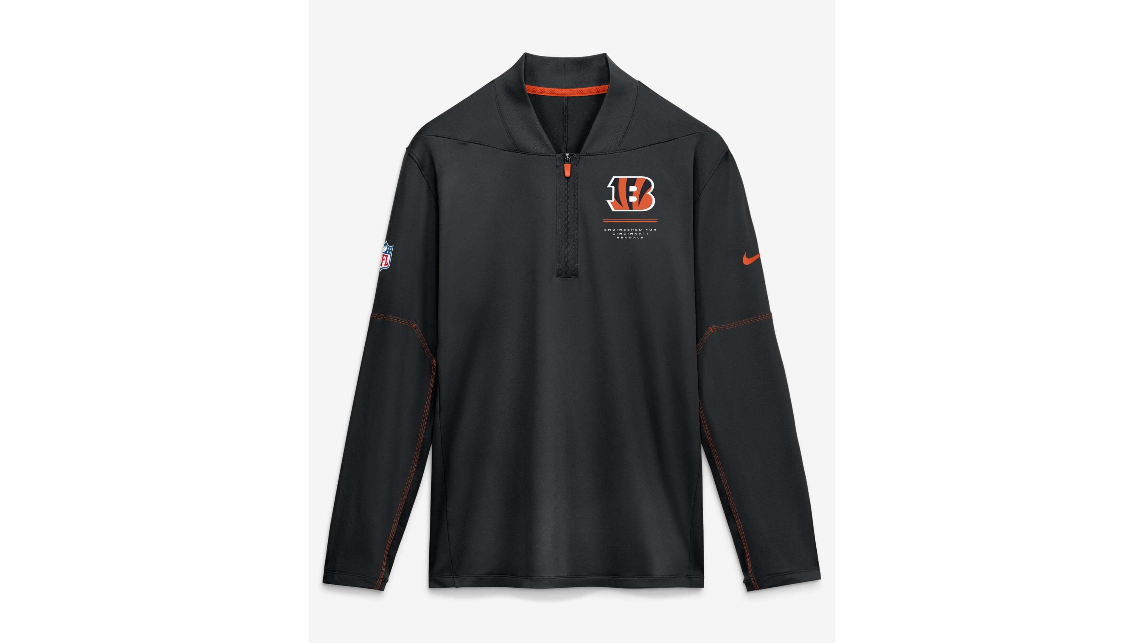 Nike Men's Black Cincinnati Bengals Sideline Logo Glory Midweight Dri-fit Half-Zip Pullover