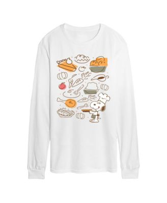 Men's Snoopy Thanksgiving Food Grid Long-Sleeve Crewneck T-Shirt