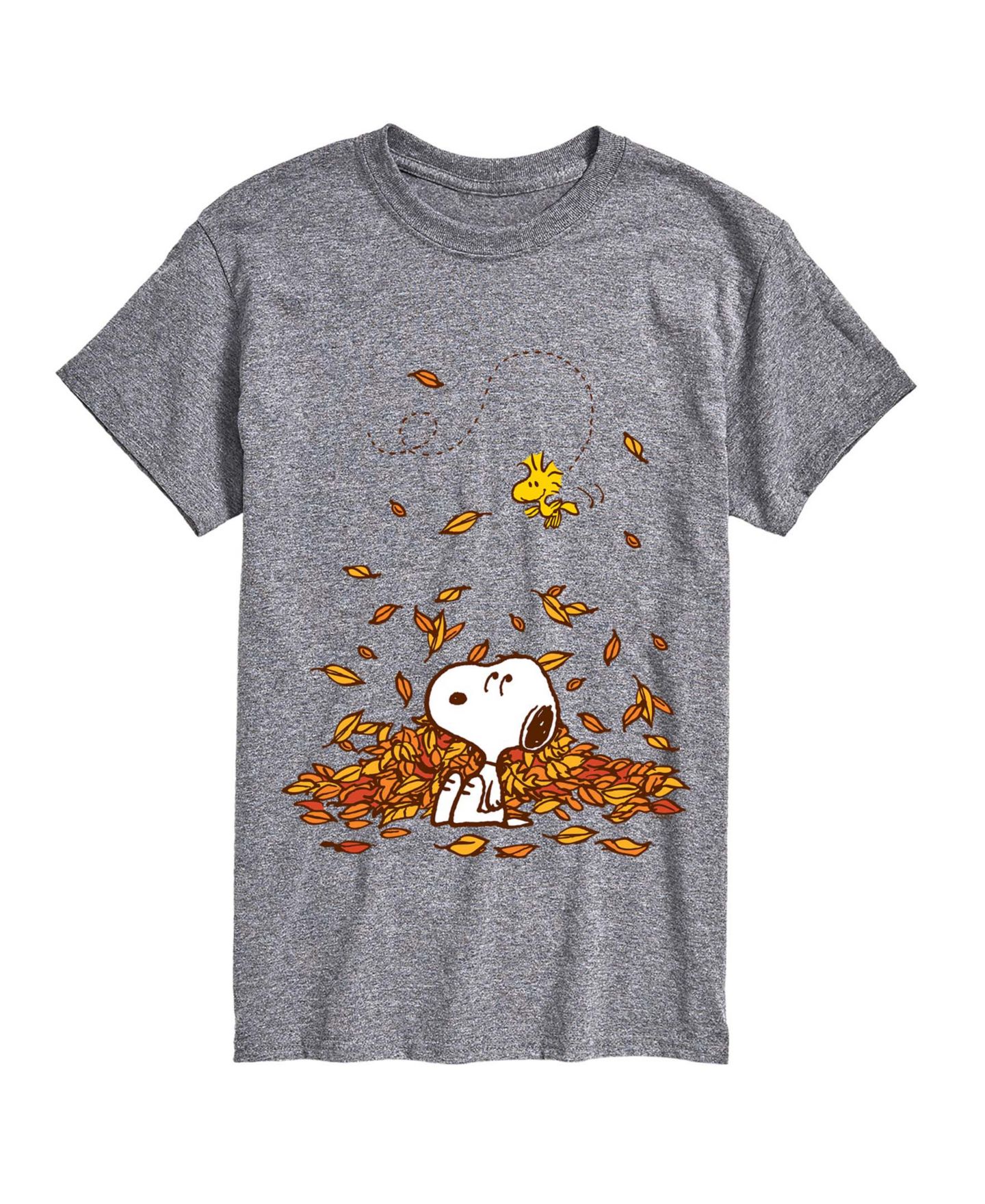 Мужская футболка AIRWAVES Snoopy and Woodstock Fall Leaves Crewneck Short-Sleeve, цвет: Меланжевый — фото 1