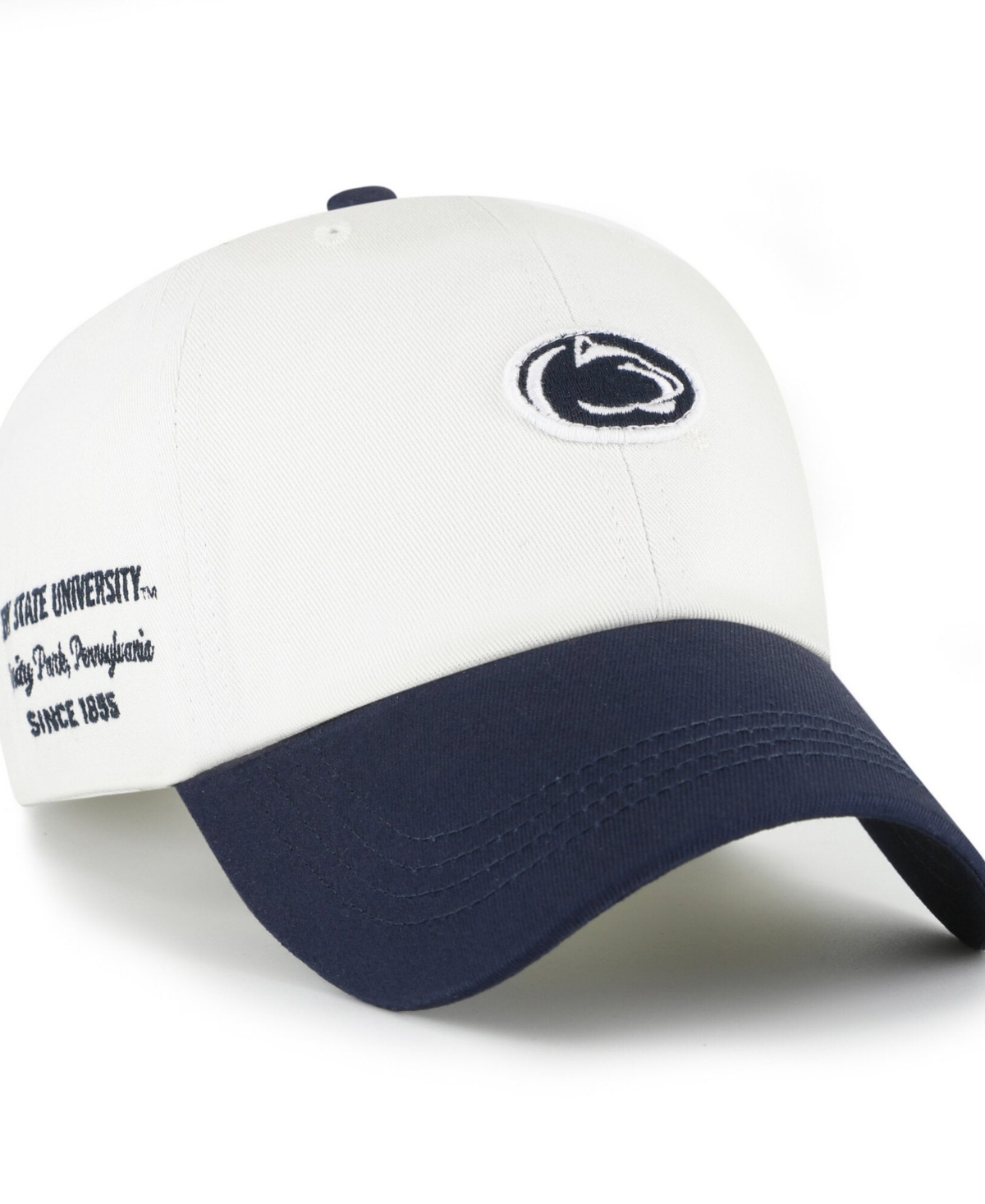 '47 Brand Men's White/Navy Penn State Nittany Lions Contemporary Basics Two Tone Clean Up Adjustable Hat - White, Navy