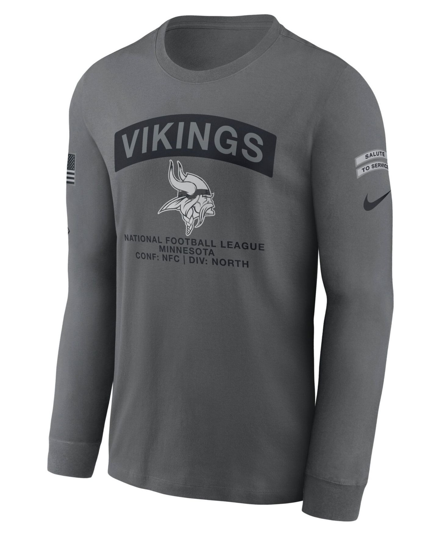 Мужская футболка Nike Gray Minnesota Vikings 2026 Salute to Service Long-Sleeves — фото 3