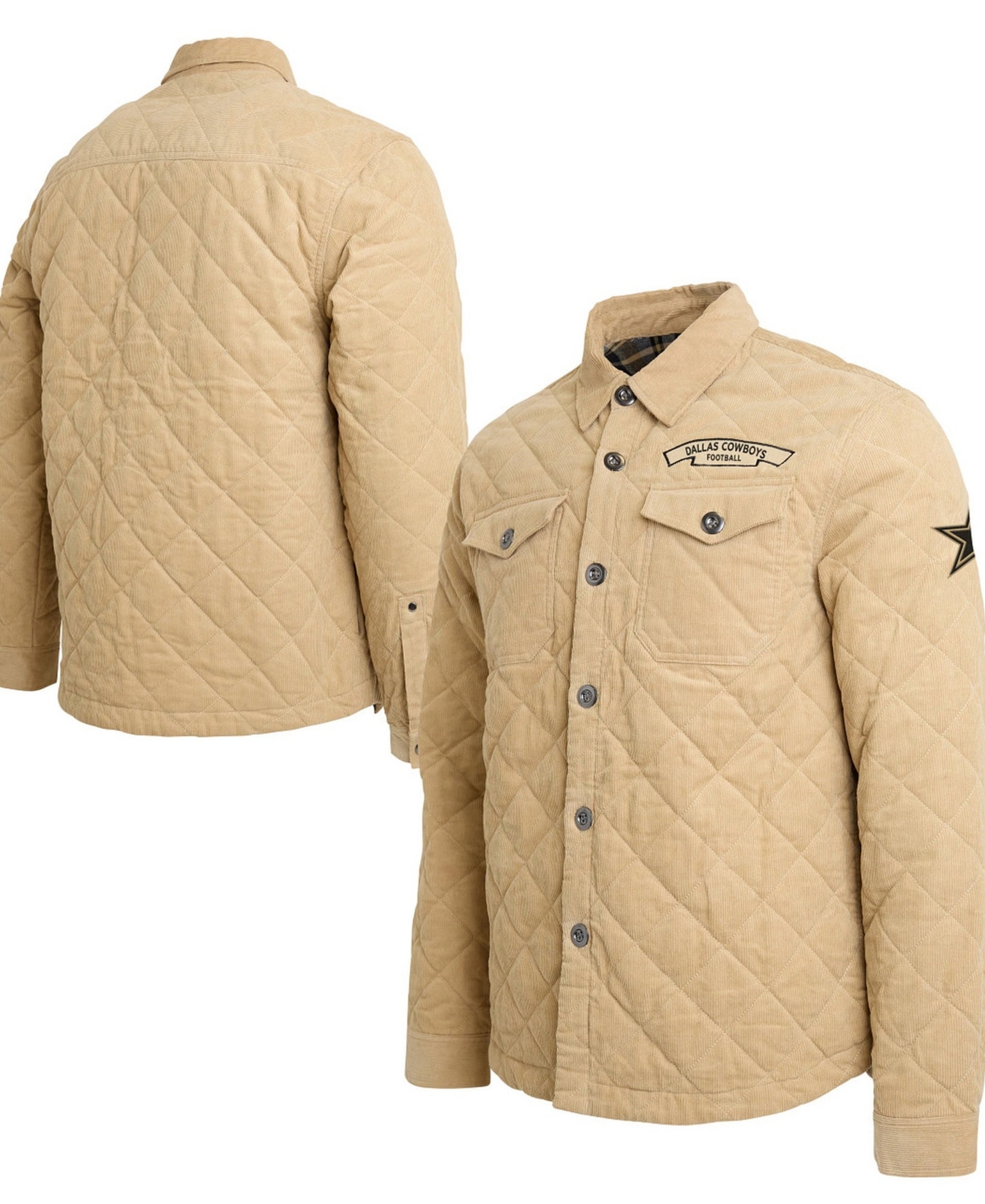 Darius Rucker Collection By Fanatics Men's Tan Dallas Cowboys Button-Up Thin-Wale Corduroy Shacket