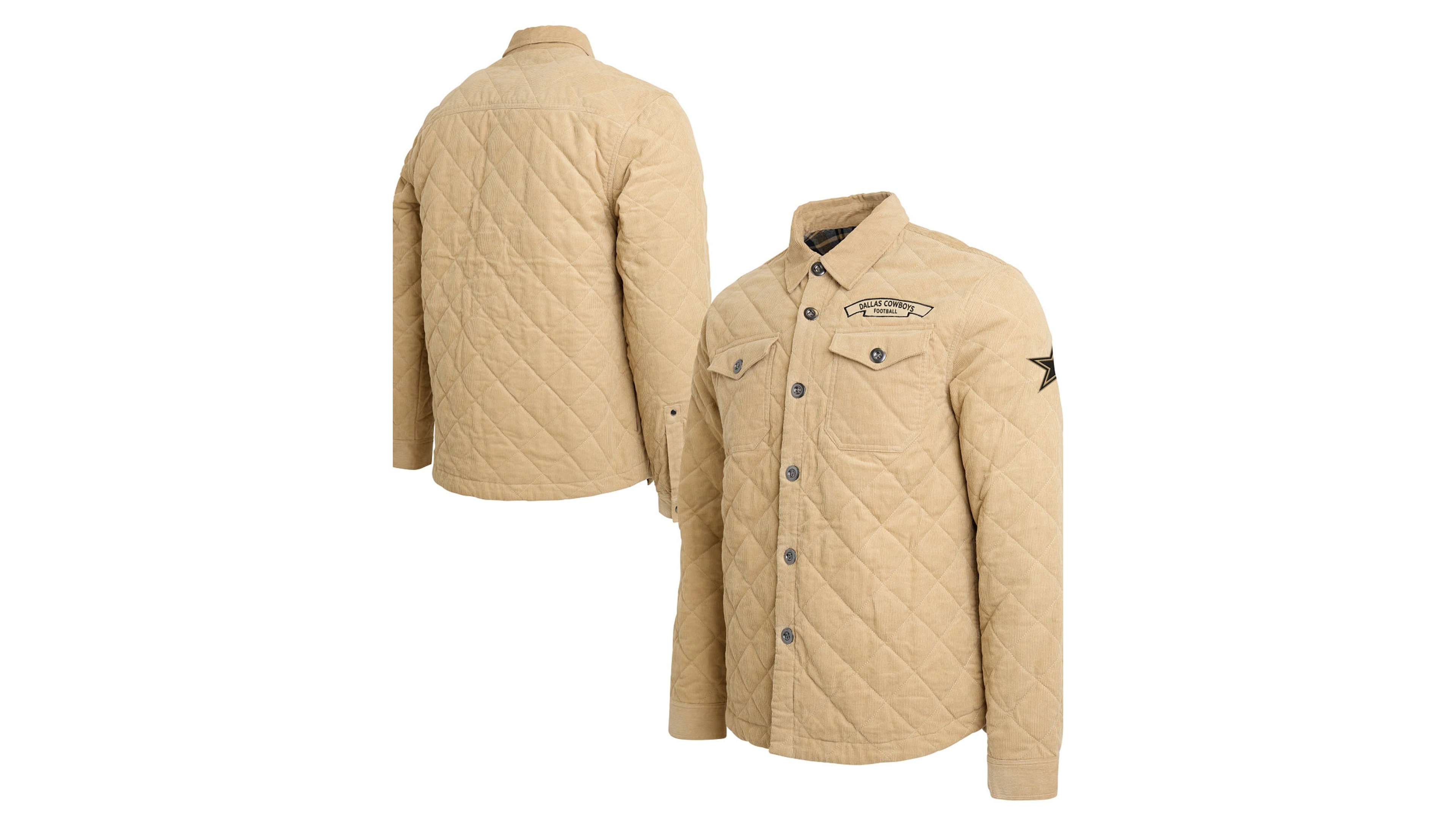 Darius Rucker Collection By Fanatics Men's Tan Dallas Cowboys Button-Up Thin-Wale Corduroy Shacket