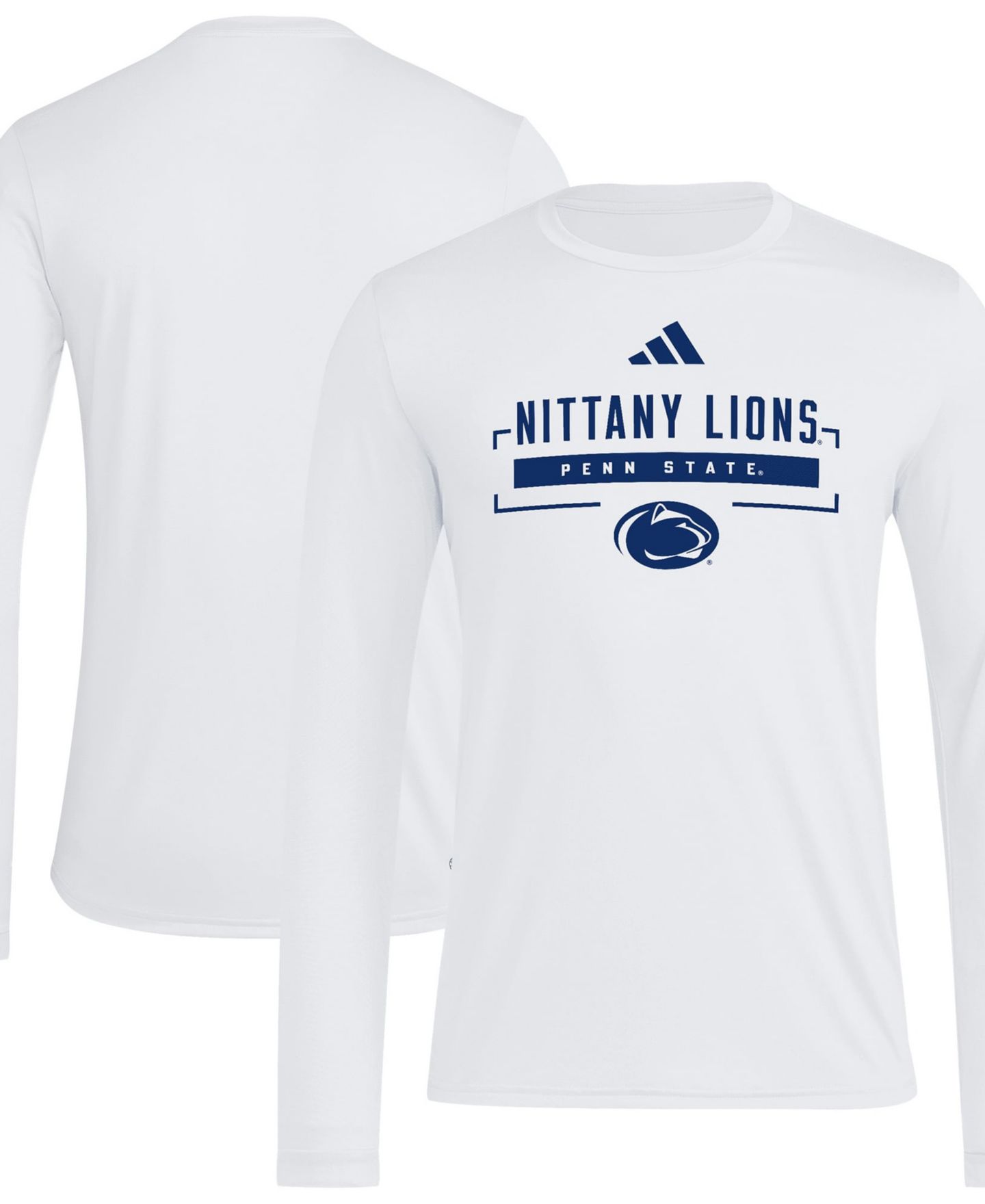 Мужская футболка adidas White Penn State Nittany Lions Basketball Icon Pregame Long-Sleeves — фото 1