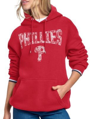 Women's Red Philadelphia Phillies Lace Team Lockup Fleece Hoodie