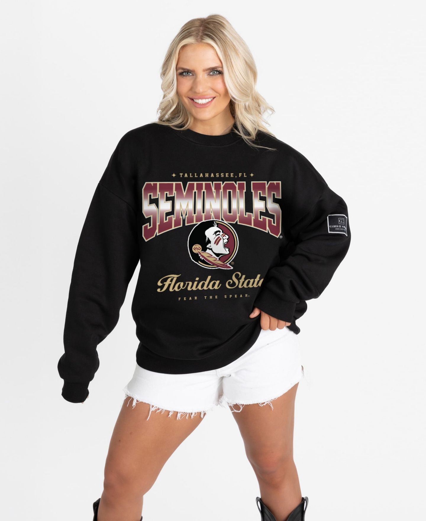 Женская толстовка Gameday Couture Black Florida State Seminoles Oversized Powerhouse Play Black Label Premium Fleece — фото 2