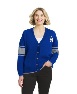 Women's Royal Los Angeles Dodgers Button-Up Knit Cardigan