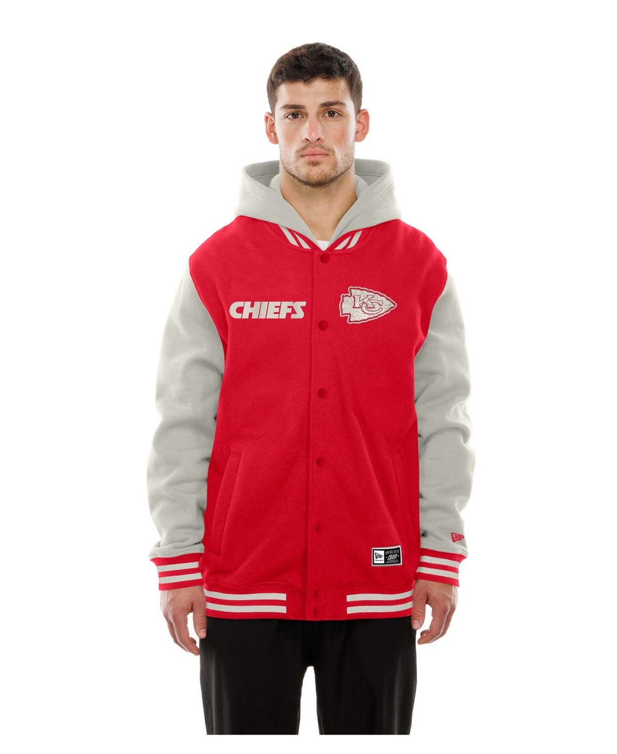 New Era Men's Red/Gray Kansas City Chiefs Full-Snap Fleece Hooded - Red, Gray