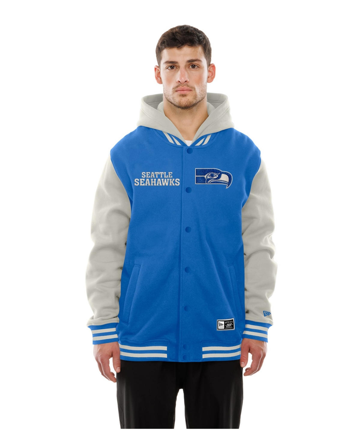 New Era Men's Royal/Gray Seattle Seahawks Full-Snap Fleece Hooded - Royal, Gray