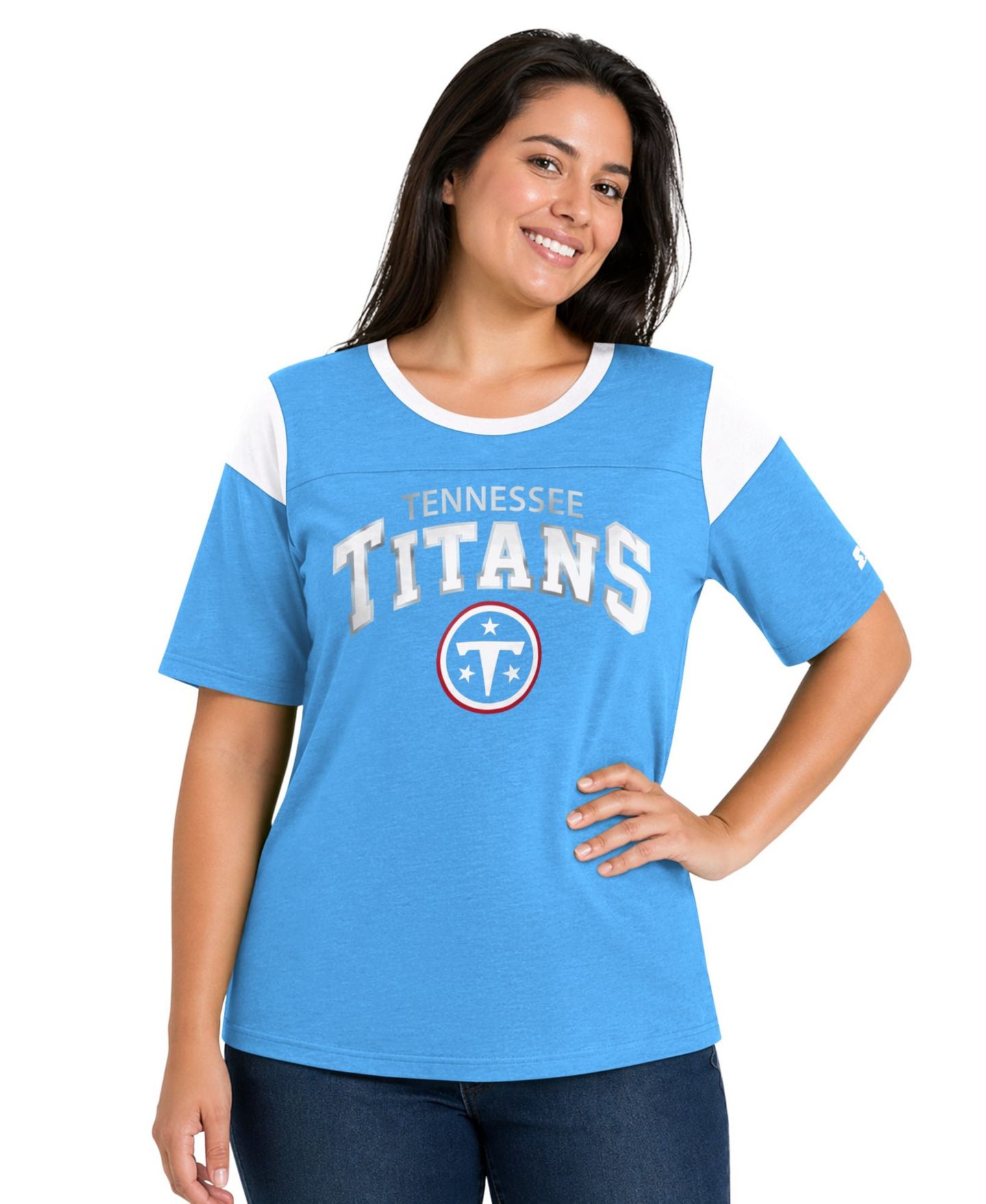 Женская футболка Starter Light Blue Tennessee Titans Plus Size Linebacker Slub — фото 1