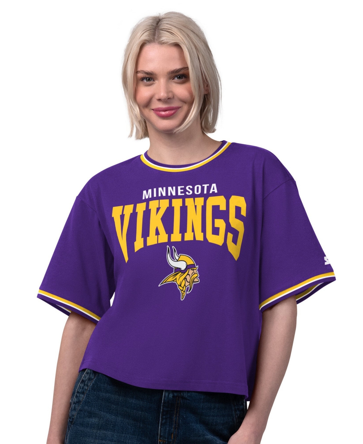 Starter Women's Purple Minnesota Vikings Ace Cropped T-Shirt - Purple