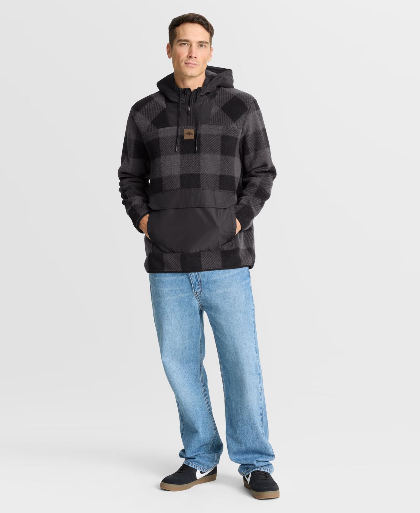 Мужское худи Fanatics Black Baltimore Ravens Oversized Elements Plaid Polar Fleece Quarter-Zip — фото 4