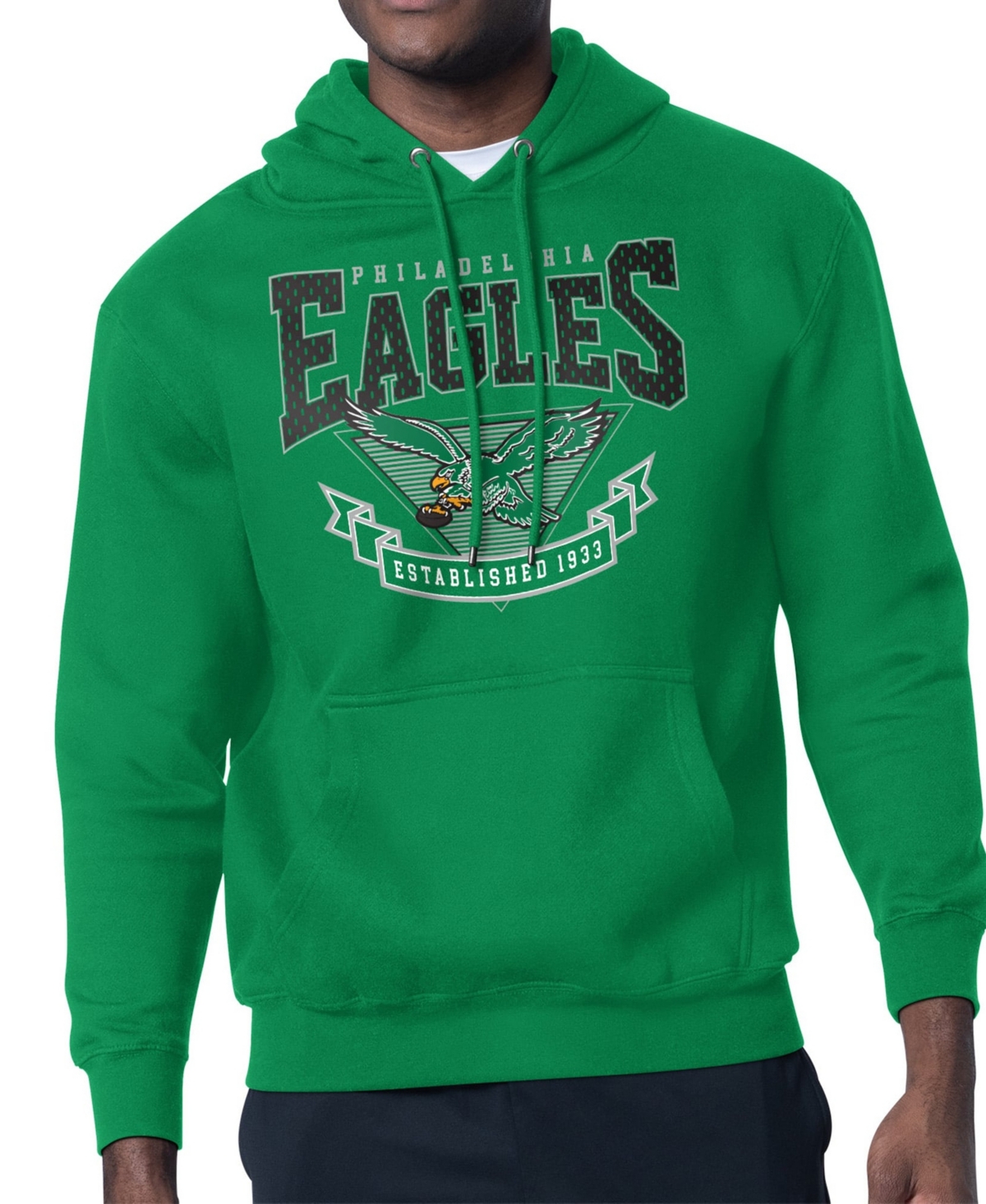 Starter Men's Kelly Green Philadelphia Eagles Team Retro Logo Fleece Tri-Blend Pullover Hoodie
