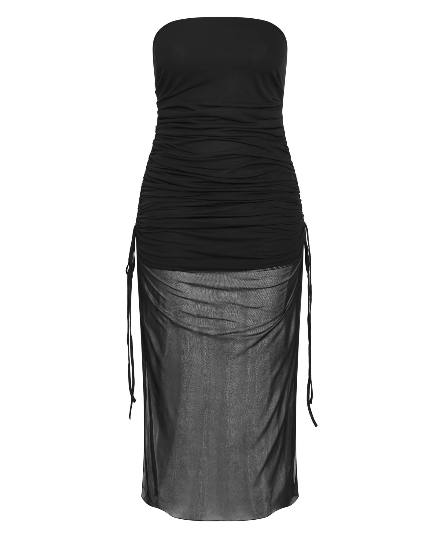 Женское платье CITY CHIC Plus Size Shelly Strapless Mesh Maxi, цвет: Чёрный — фото 4
