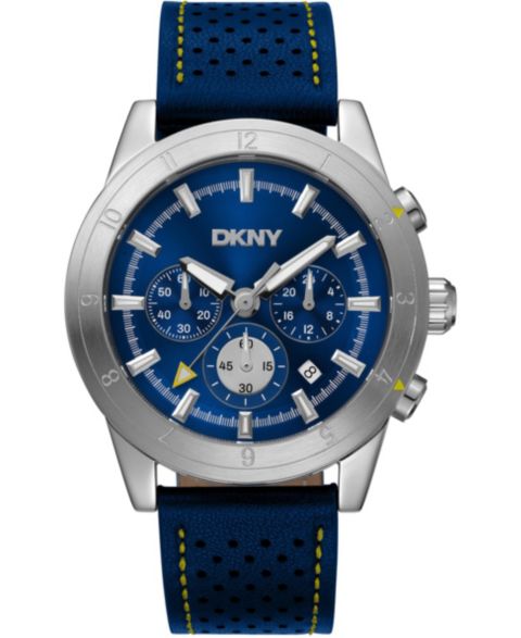 Мужские часы DKNY Quartz Active Leather Strap Watch, 44mm, цвет: Серебряный