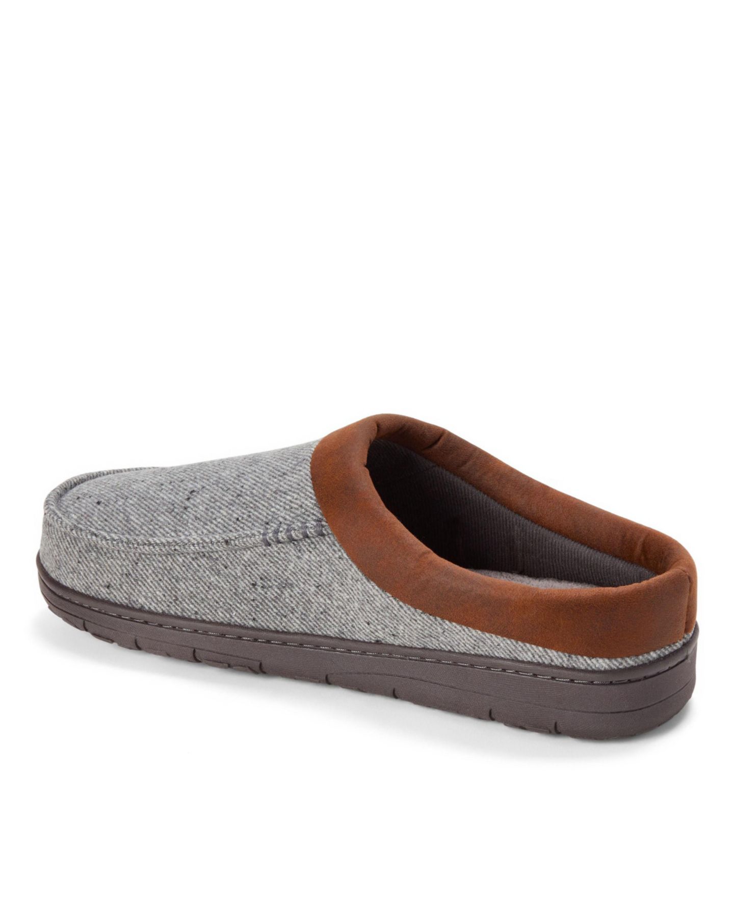 Мужские тапочки Dearfoams Brendan Microsuede Cuff Clog Slippers, цвет: Меланжевый серый — фото 6