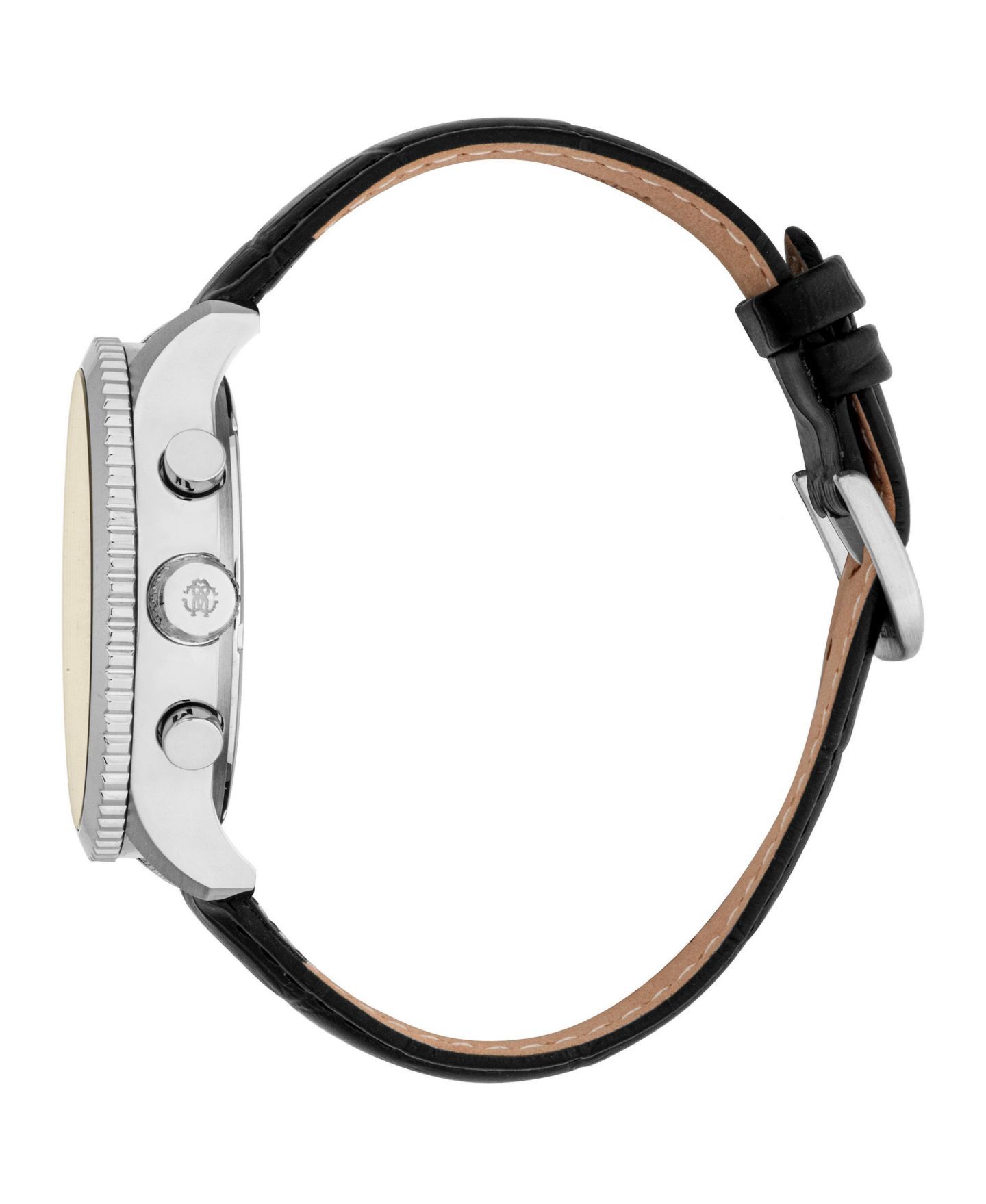Мужские часы Roberto Cavalli Quartz Chronograph Leather Strap Watch, 44mm, цвет: Серебряный — фото 2