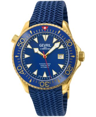 Men's Swiss Automatic Hudson Yards Sapphire Crystal Water-Resistant Rubber Strap Watch, 43mm