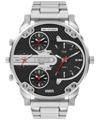 Men's Quartz Sport Chronograph Silver-Tone Stainless Steel Watch 54mm