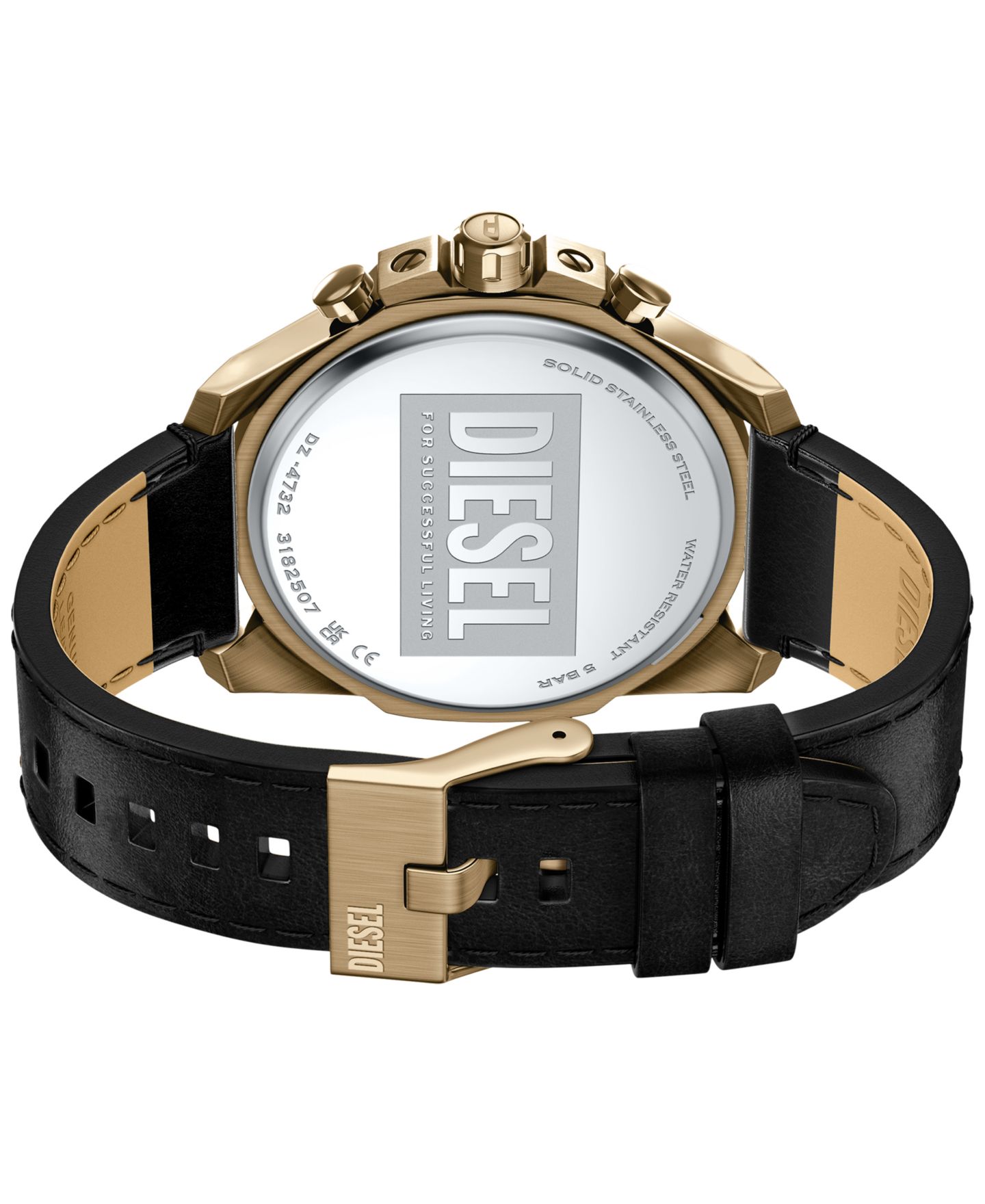 Мужские часы Diesel Mega Chief Slim Chronograph Blue Dial Black Leather 48mm — фото 7