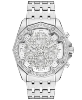 Men's Quartz Chronograph Stinger Chronograph Silver-Tone Stainless Steel Bracelet Watch 46mm