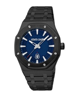 Men's Quartz Black Stainless Steel Bracelet Watch, 42mm