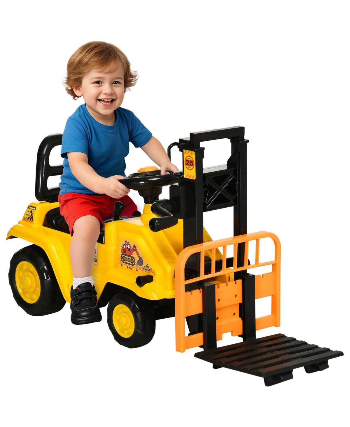 Glintex Kids Ride-On Forklift with Working Fork and Under-Seat Storage, Ages 3-4