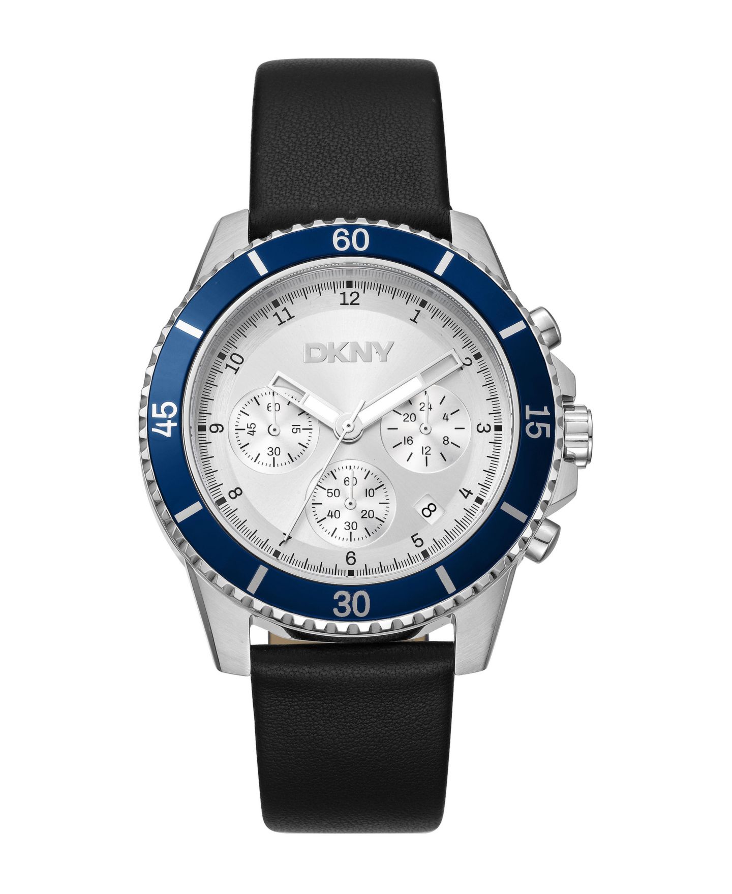 Мужские часы DKNY Quartz Leather Strap Watch, цвет: Серебряный — фото 1