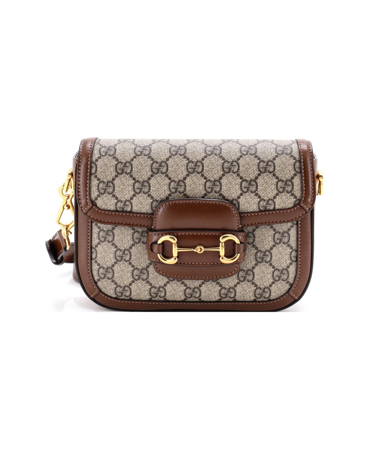 Pre-Owned Gucci Mini Horsebit 1955 Shoulder Bag Gg Coated Canvas with Leather - Brown