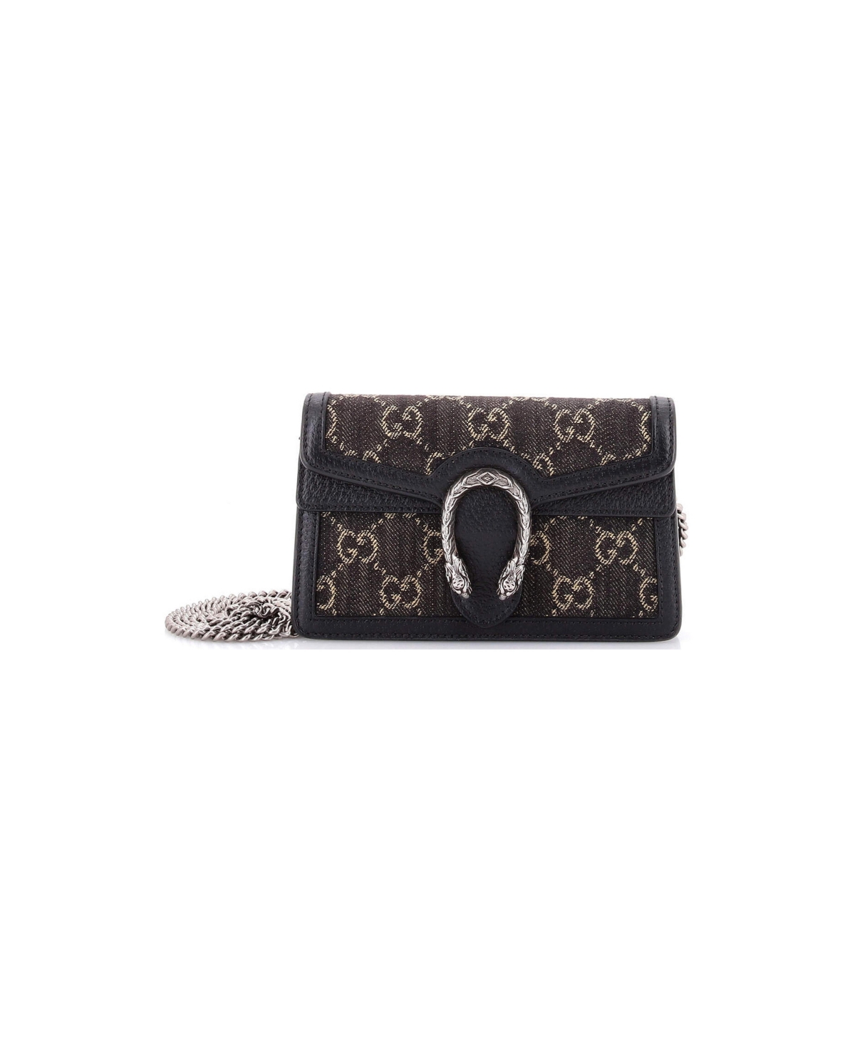 Pre-Owned Gucci Super Mini Dionysus Bag Gg Denim - Black