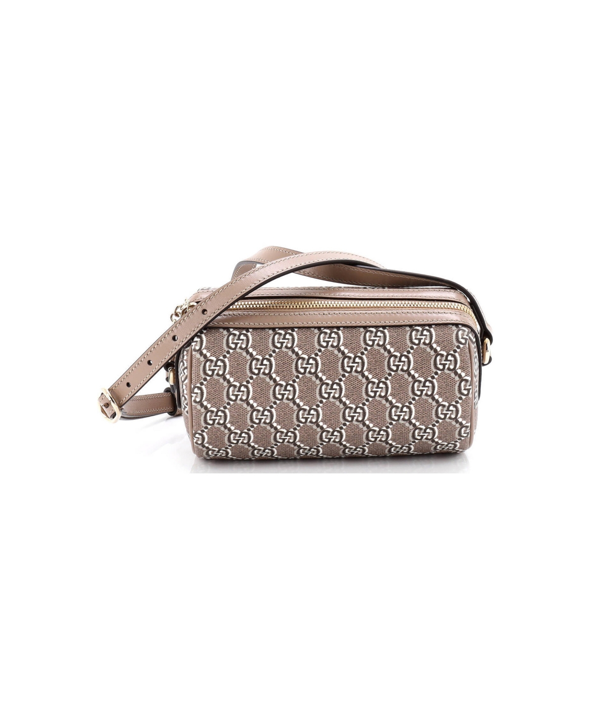 Pre-Owned Gucci Mini Cylindrical Shoulder Bag Gg Shadow Coated Canvas - Brown