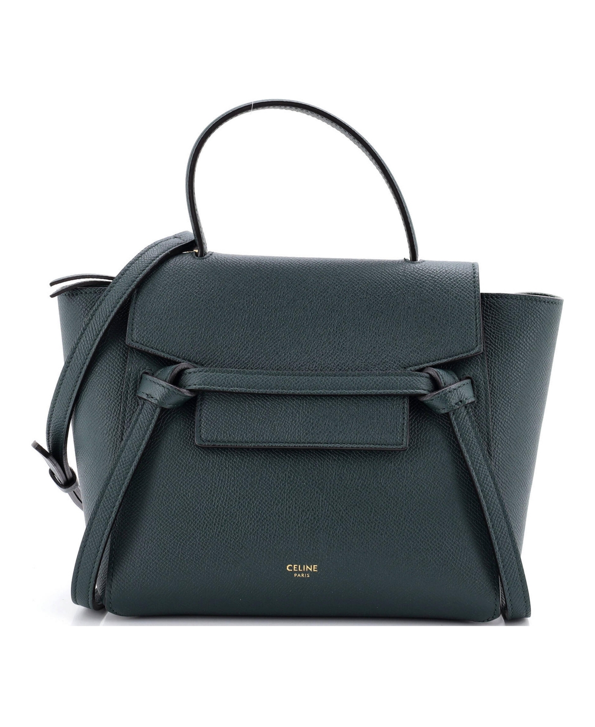 Pre-Owned Celine Nano Belt Bag Textured Leather - Green