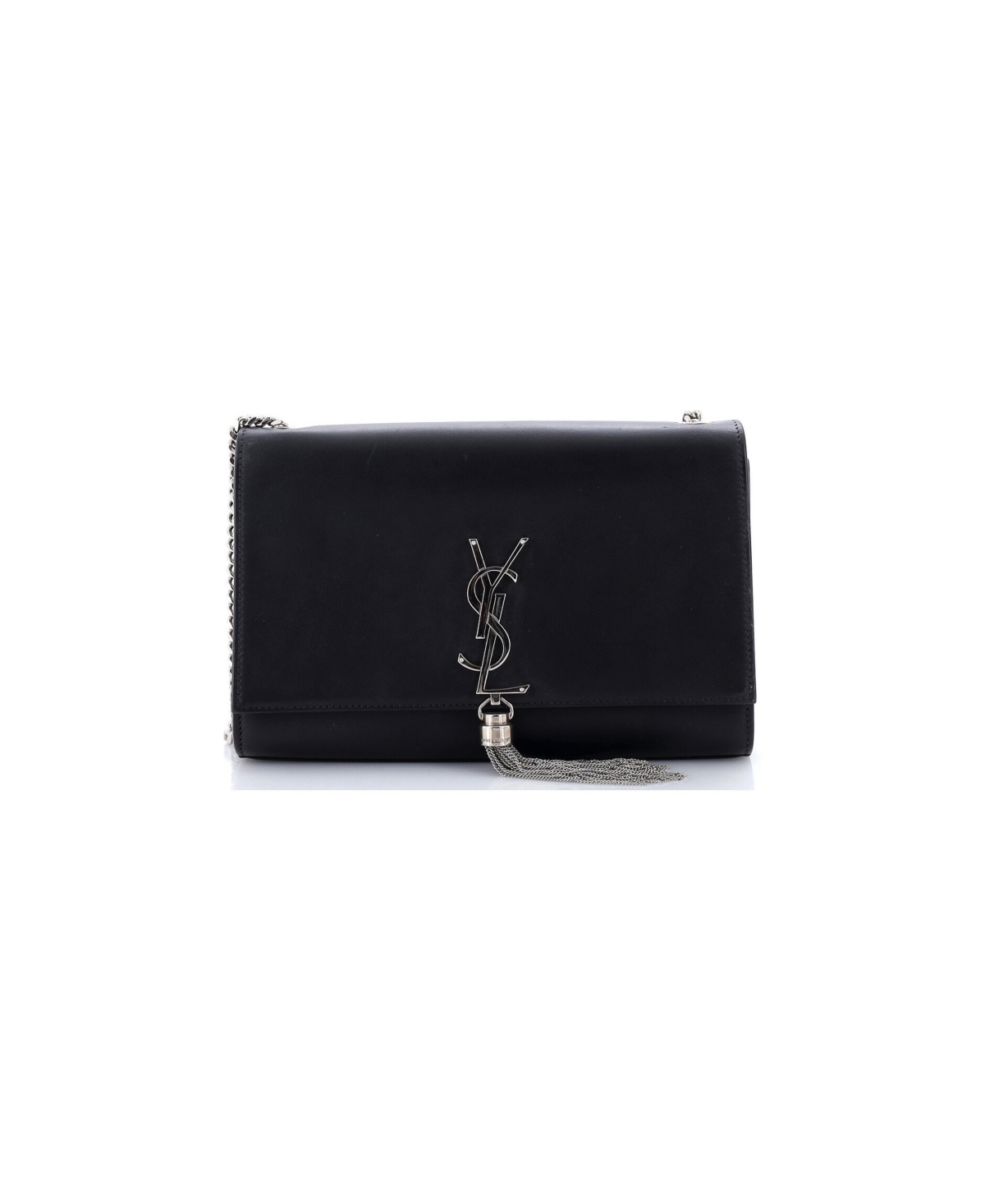 Pre-Owned Saint Laurent Medium Classic Monogram Tassel Crossbody Bag Leather - Black