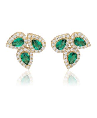Suzy Levian Sterling Silver Pear Shape Cubic Zirconia Earrings