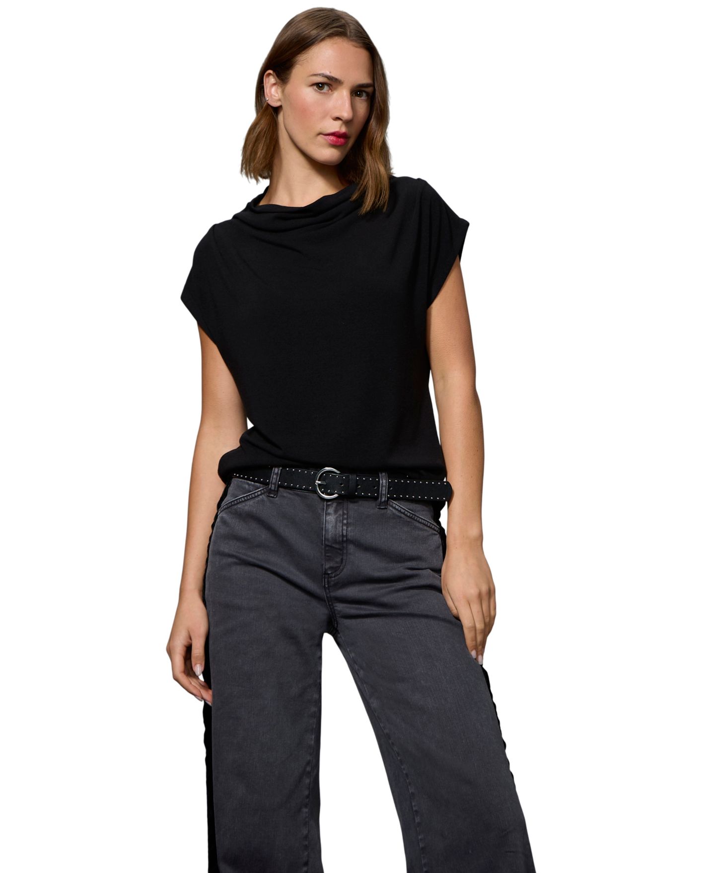 Женская футболка Sanctuary Frankie Cowl Neck Sleeveless, цвет: Чёрный — фото 3
