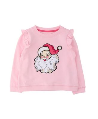 Girls' 4-16 Santa Joy Ruffle Applique Flutter-Sleeve Sweatshirt
