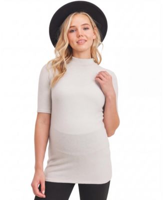 Maternity Brushed Hacci Mock-Neck Sweater